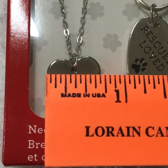 Pet&Me Silver Heart Love My Rescue Necklace & Collar Charm Set NWT - Picture 8 of 10